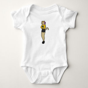 Cat as Secretary with Laptop & Mobile phone Baby Bodysuit