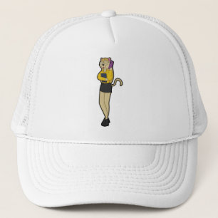 Cat as Secretary with Laptop & Mobile phone Trucker Hat