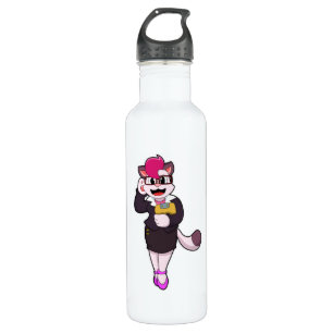 Cat as Secretary with Notepad 710 Ml Water Bottle
