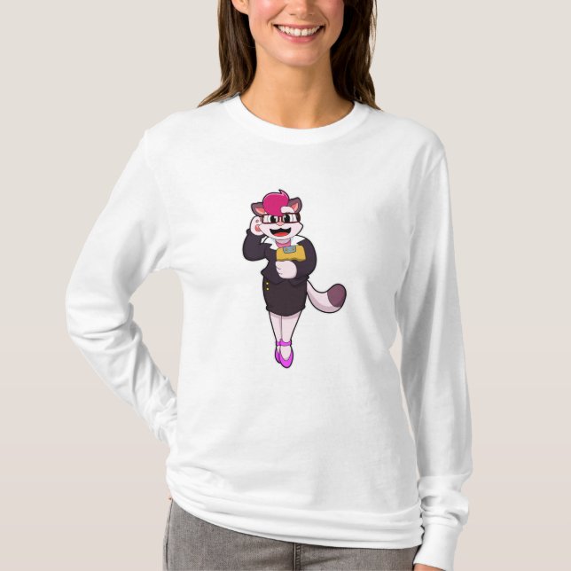 Cat as Secretary with Notepad T-Shirt (Front)