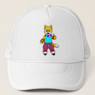 Cat as Skater with Inline skates Trucker Hat