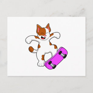 Cat as Skater with Skateboard Postcard