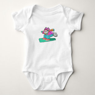 Cat as Ski jumper with Ski & Ski goggles Baby Bodysuit