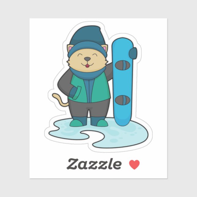 Cat as Snowboarder with Snowboard (Sheet)