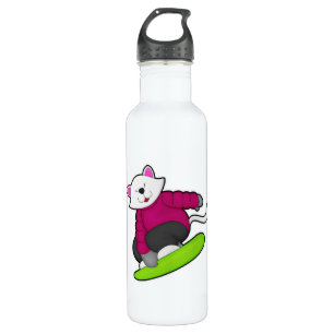 Cat as Snowboarder with Snowboard 710 Ml Water Bottle