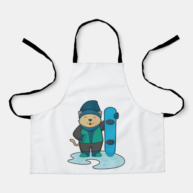 Cat as Snowboarder with Snowboard Apron (Front)