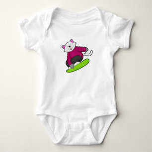 Cat as Snowboarder with Snowboard Baby Bodysuit