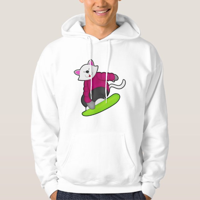 Cat as Snowboarder with Snowboard Hoodie (Front)
