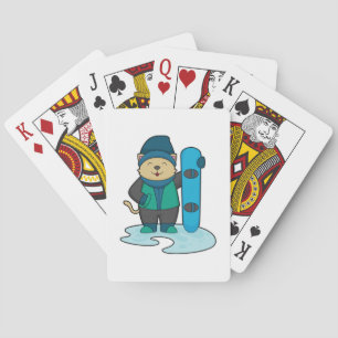 Cat as Snowboarder with Snowboard Playing Cards