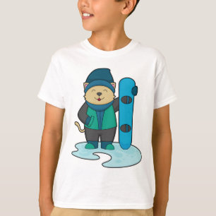 Cat as Snowboarder with Snowboard T-Shirt