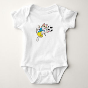 Cat as Soccer player with Soccer ball Baby Bodysuit