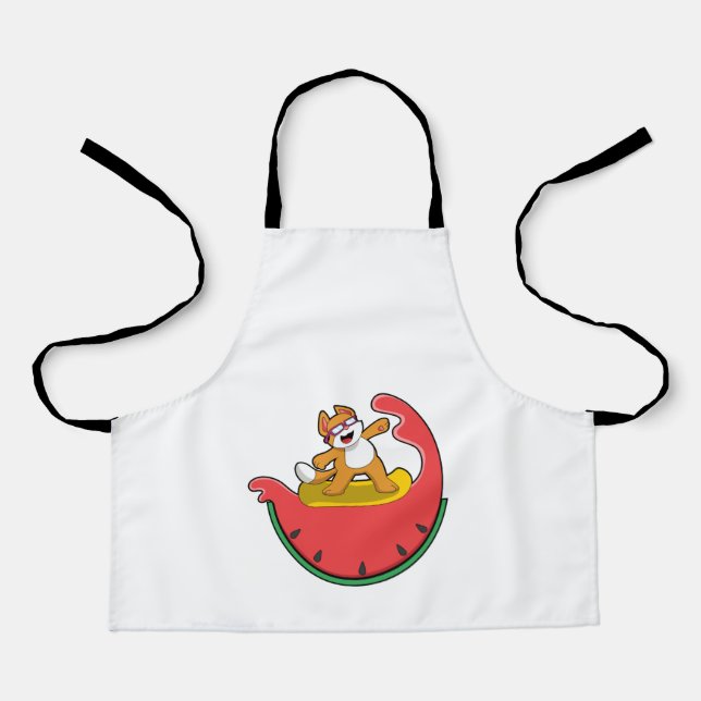 Cat as Surfer with Watermelon Apron (Front)