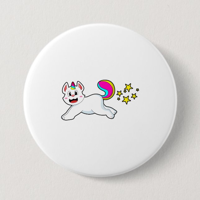 Cat as Unicorn 3 Inch Round Button (Front)