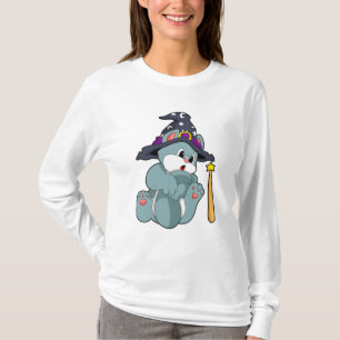 Cat as Wizard with Magic wand & Hat T-Shirt