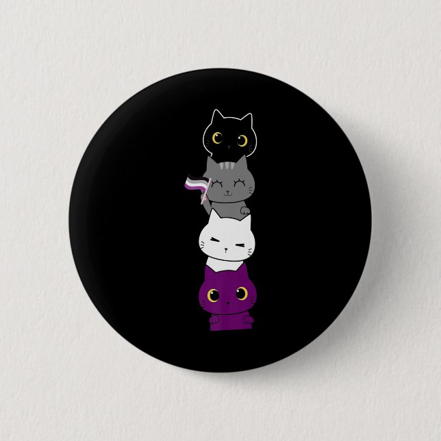Cat Asexual Pride Cute Ace Flag Animal Pet Lovers 2 Inch Round Button (Front)