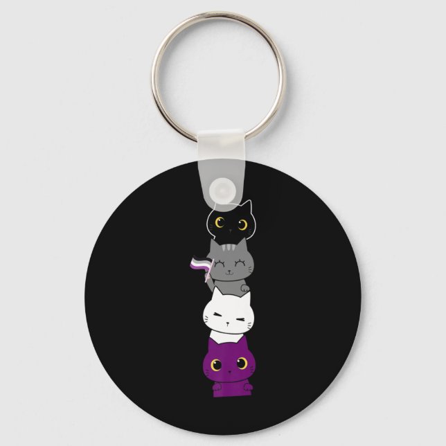 Cat Asexual Pride Cute Ace Flag Animal Pet Lovers Keychain (Front)