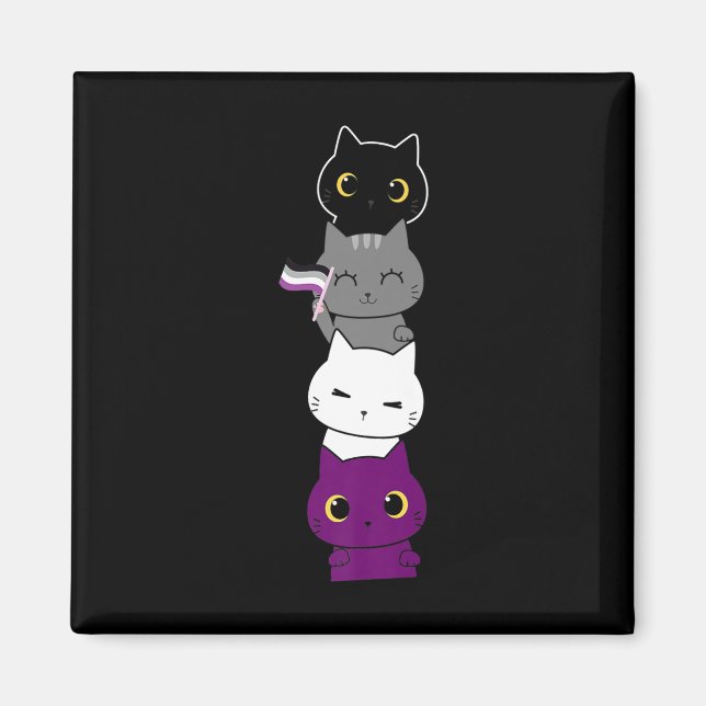 Cat Asexual Pride Cute Ace Flag Animal Pet Lovers Magnet (Front)