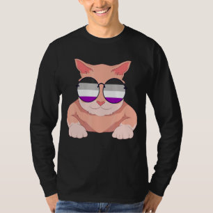 Cat Asexuality Flag Sunglasses Lgbt Ace Pride Asex T-Shirt