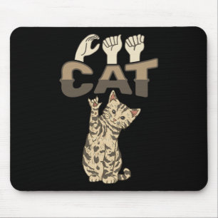 Cat Asl Hand Gesture Deaf Hearing Loss Awareness Mouse Pad