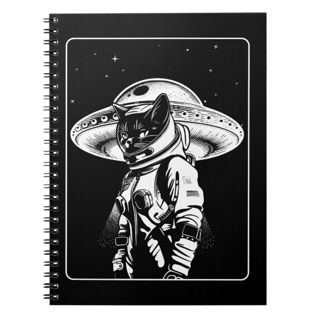 Cat Astronaut Alien UFO Science Fiction Notebook (Front)