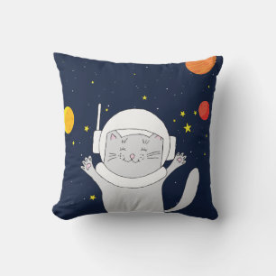 Cat Astronaut Animal With Space Helmet Clipart Bab Throw Pillow
