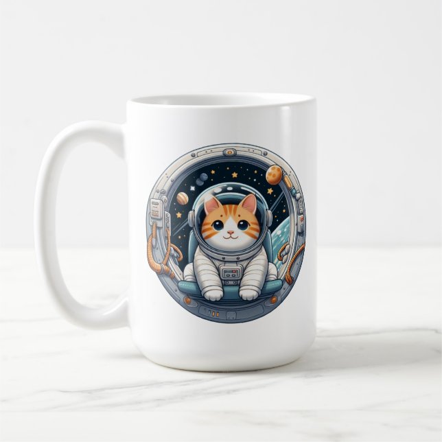 Cat Astronaut Coffee Mug (Left)
