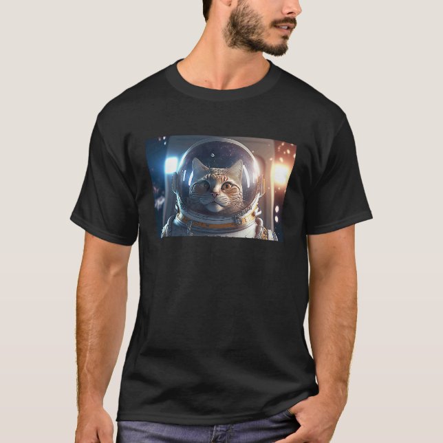 Cat Astronaut Deep In Space Cosmic T-Shirt (Front)