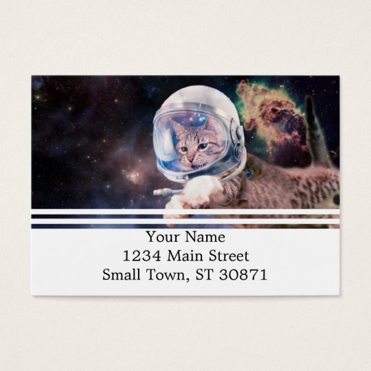 cat astronaut - funny cats - cats in space business card