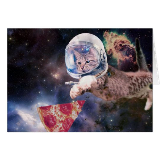 cat astronaut - funny cats - cats in space card