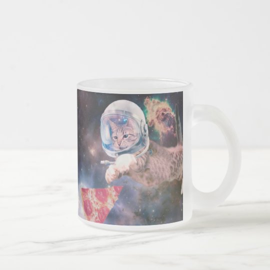 cat astronaut - funny cats - cats in space frosted glass coffee mug
