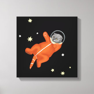 Cat astronaut in an orange spacesuit canvas print