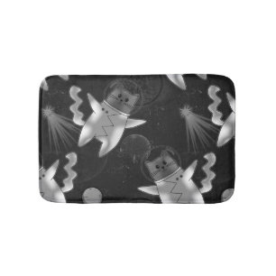 Cat astronaut in black and white. bath mat