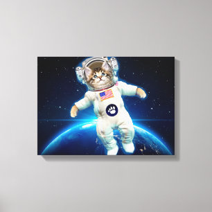 Cat astronaut in space canvas print