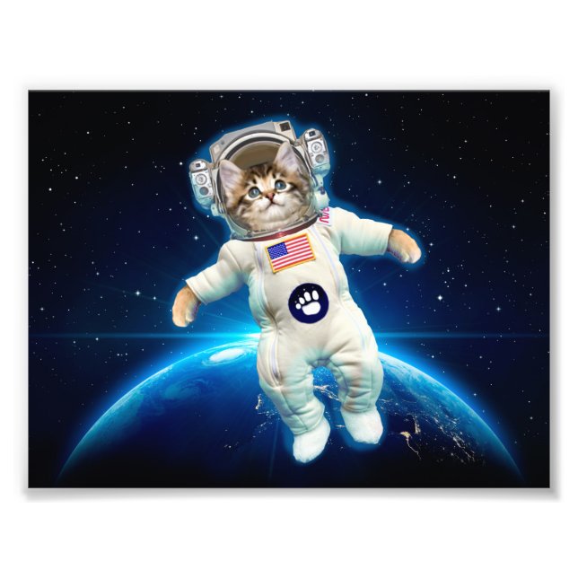 Cat astronaut in space photo print (Front)