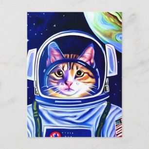 Cat Astronaut in Space Postcard