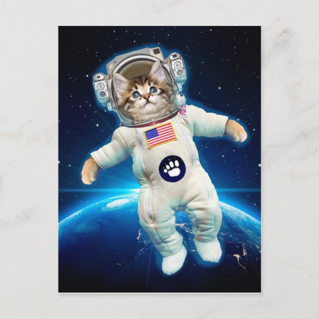 Cat astronaut in space postcard (Front)