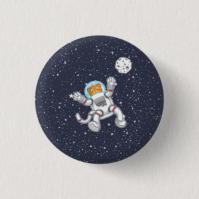 Cat Astronaut In Space Suit Funny Astronomy 1 Inch Round Button (Front)
