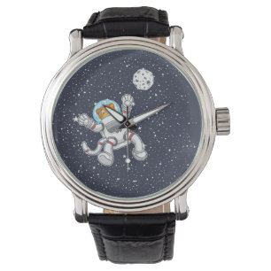 Cat Astronaut In Space Suit Funny Astronomy Watch