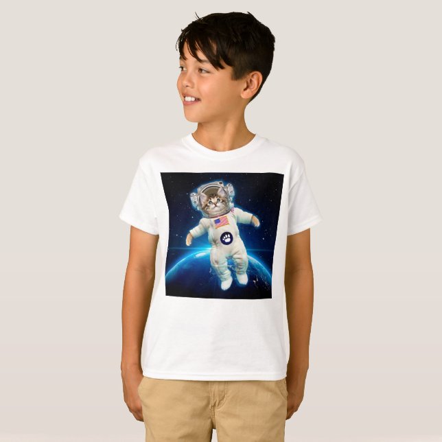 Cat astronaut in space T-Shirt (Front Full)