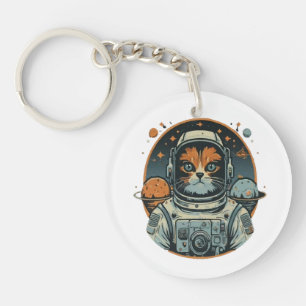 Cat-astronaut on Asteroids Keychain