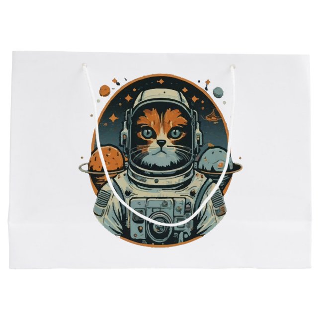 Cat-astronaut on Asteroids Large Gift Bag (Back)