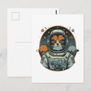 Cat-astronaut on Asteroids Postcard