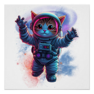 Cat astronaut poster