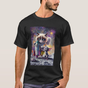 Cat Astronaut Rocket Space T-Shirt
