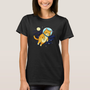 Cat Astronaut Space Moon Animal Lover Mom Dad Kids T-Shirt