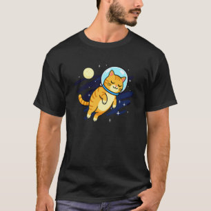 Cat Astronaut Space Moon Animal Lover Mom Dad Kids T-Shirt