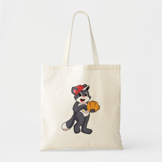 Cat at Baseball with Baseball glove.PNG Tote Bag (Front)