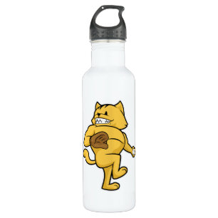 Cat at Baseball with Catch glove 710 Ml Water Bottle