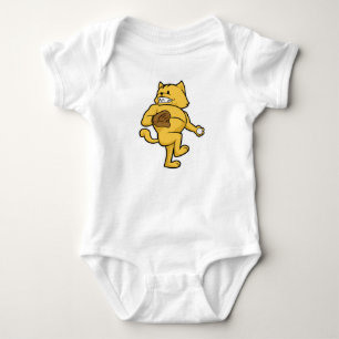 Cat at Baseball with Catch glove Baby Bodysuit