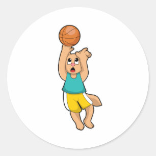 Cat at Basketball Sports Classic Round Sticker